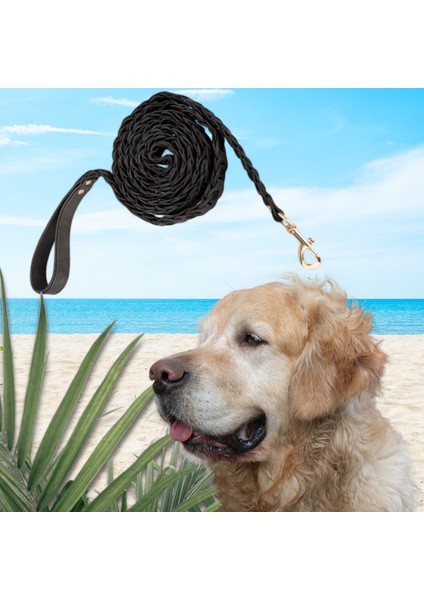 Gerçek Deriden El Yapımı Köpek Gezdirme Kayışı 215 cm Uzunluk çelik Gemici Kancalı ergonomik El Tutma Sapı