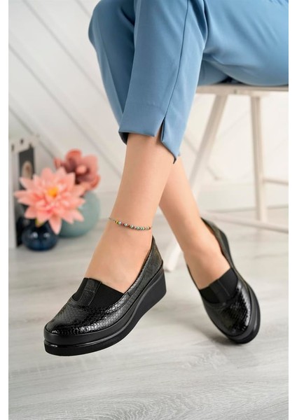 Kadın Dolgu Topuk Babaane Siyah Ayakkabı modelleri