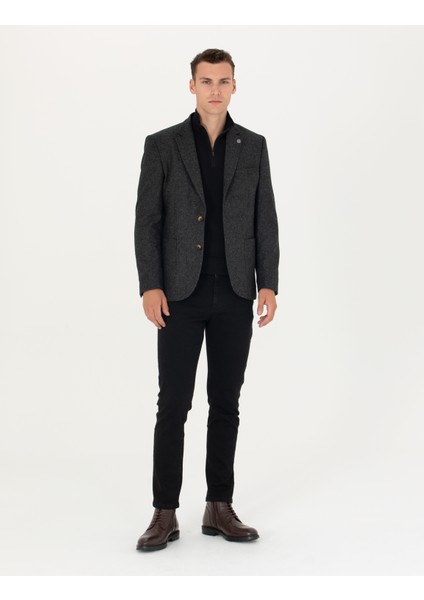 Erkek Antrasit Slim Fit Yün Karışımlı Ceket 50272754-VR006 fırsatları