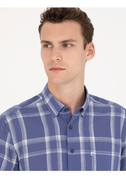 Erkek Lacivert Regular Fit Kısa Kollu Gömlek 50265125-VR033 fiyatları