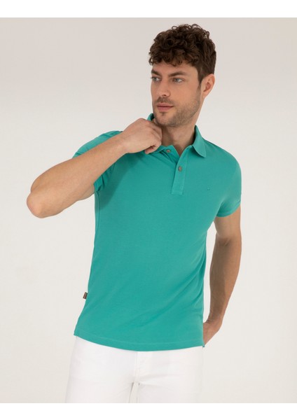 Pierre Cardin Erkek Yeşil Slim Fit Polo Yaka Basic Tişört 50262660-VR083