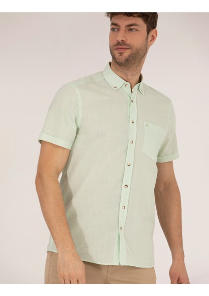 Erkek Yeşil Regular Fit Kısa Kollu Gömlek 50268184-VR054