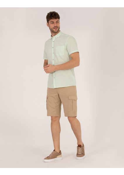 Erkek Yeşil Regular Fit Kısa Kollu Gömlek 50268184-VR054
