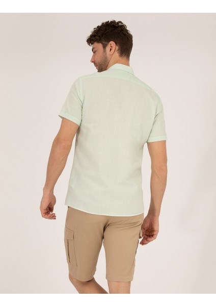 Erkek Yeşil Regular Fit Kısa Kollu Gömlek 50268184-VR054
