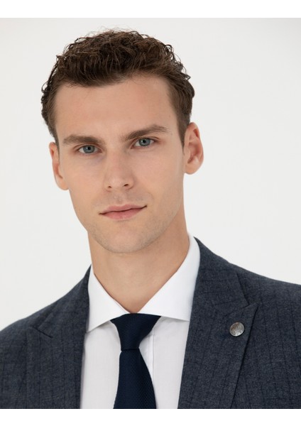 Erkek Lacivert Ekstra Slim Fit Çizgili Takım Elbise 50276879-VR033 fiyatları