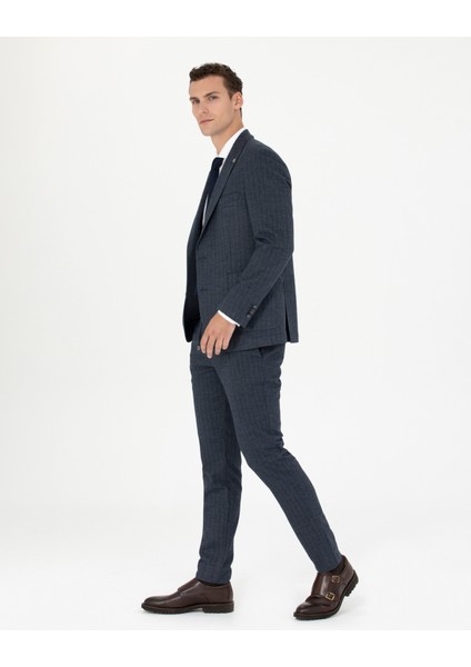 Erkek Lacivert Ekstra Slim Fit Çizgili Takım Elbise 50276879-VR033 modelleri