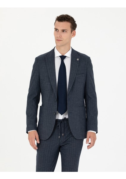 Erkek Lacivert Ekstra Slim Fit Çizgili Takım Elbise 50276879-VR033 fırsatları