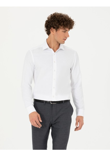 Erkek Beyaz Slim Fit Uzun Kollu Gömlek 50275692-VR013