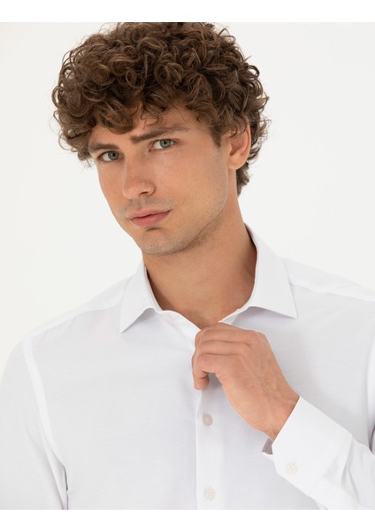 Erkek Beyaz Slim Fit Uzun Kollu Gömlek 50275692-VR013 fiyatları