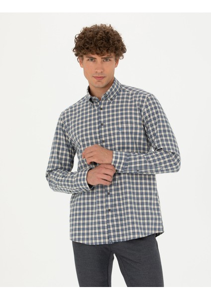 Erkek Lacivert Regular Fit Uzun Kollu Gömlek 50274597-VR033