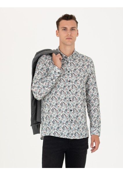 Erkek Mint Slim Fit Uzun Kollu Gömlek 50276458-VR152