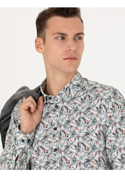 Erkek Mint Slim Fit Uzun Kollu Gömlek 50276458-VR152