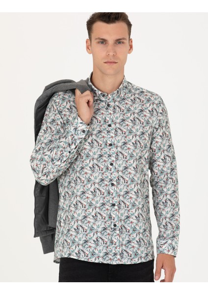 Erkek Mint Slim Fit Uzun Kollu Gömlek 50276458-VR152
