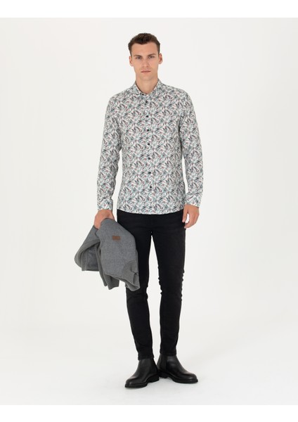Erkek Mint Slim Fit Uzun Kollu Gömlek 50276458-VR152