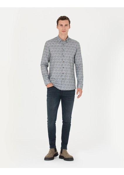 Erkek Petrol Slim Fit Uzun Kollu Gömlek 50274069-VR102