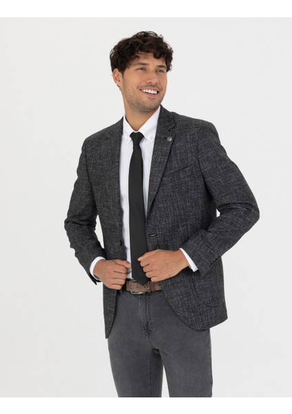Erkek Füme Ekstra Slim Fit Yün Karışımlı Blazer Ceket 50273154-VR058