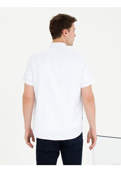 Erkek Açık Lacivert Slim Fit Kısa Kollu Gömlek 50269453-VR059