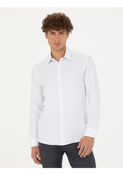 Erkek Beyaz Slim Fit Uzun Kollu Gömlek 50278184-VR013 modelleri