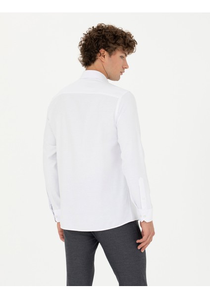 Erkek Beyaz Slim Fit Uzun Kollu Gömlek 50278184-VR013 indirimleri