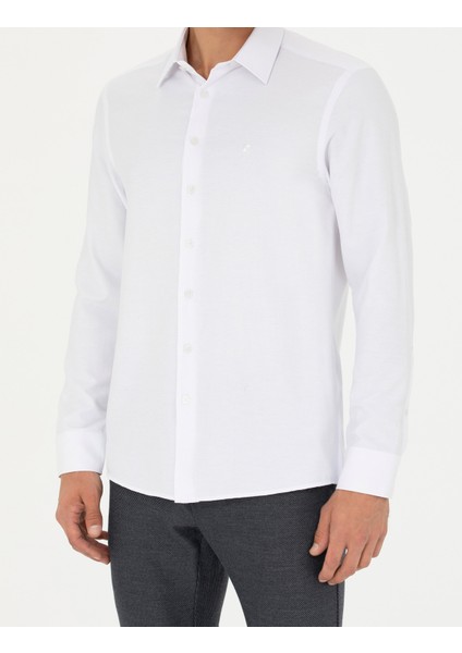 Erkek Beyaz Slim Fit Uzun Kollu Gömlek 50278184-VR013