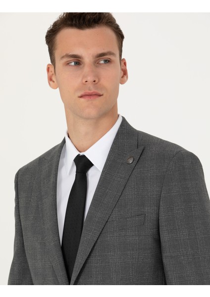 Erkek Füme Ekose Ekstra Slim Fit Yün Karışımlı Takım Elbise 50272766-VR058 fiyatları