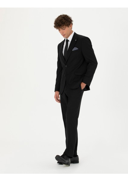 Erkek Siyah Slim Fit Yün Karışımlı Takım Elbise 50273451-VR046 modelleri