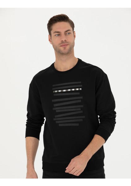 Erkek Siyah Regular Fit Sweatshirt 50273325-VR046