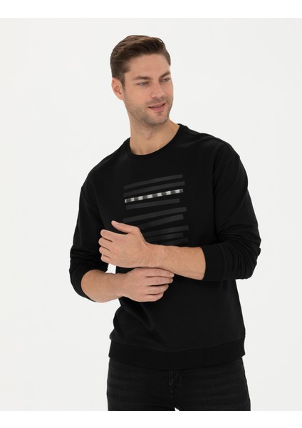 Erkek Siyah Regular Fit Sweatshirt 50273325-VR046