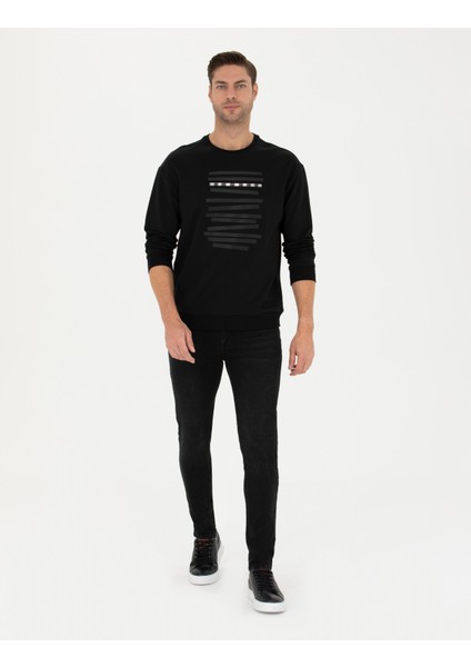 Erkek Siyah Regular Fit Sweatshirt 50273325-VR046