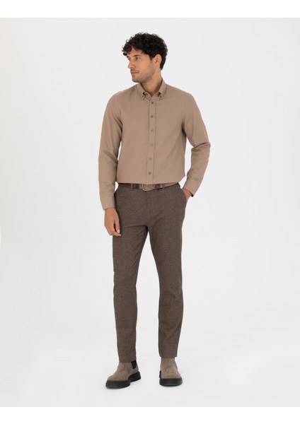 Erkek Vizon Slim Fit Kanvas Pantolon 50278460-VR052
