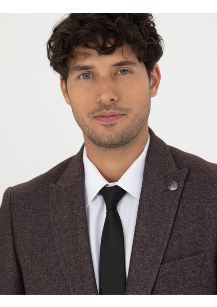 Erkek Bordo Ekstra Slim Fit Yün Karışımlı Blazer Ceket 50273158-VR014