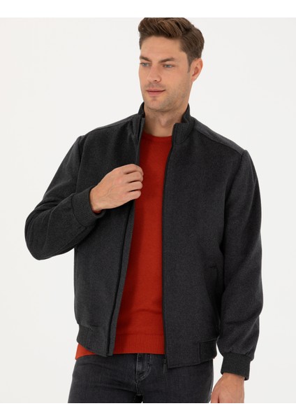 Erkek Antrasit Kaşe Mont 50270901-VR006 fırsatları