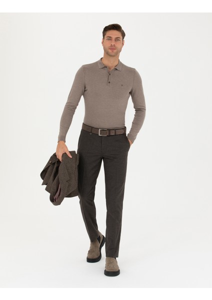 Erkek Kahverengi Slim Fit Kumaş Pantolon 50260475-VR029