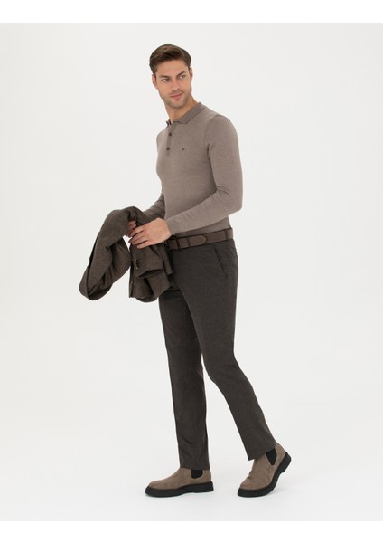 Erkek Kahverengi Slim Fit Kumaş Pantolon 50260475-VR029 modelleri