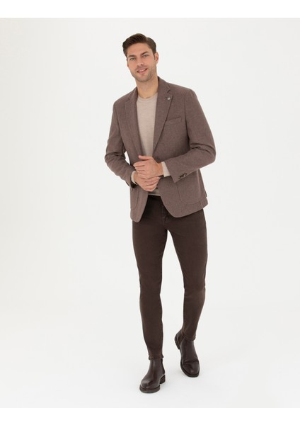 Pierre Cardin Erkek Kahverengi Slim Fit Yün Karışımlı Ceket 50276911-VR029