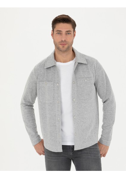 Erkek Gri Melanj Regular Fit Örme Gömlek 50280182-VR086