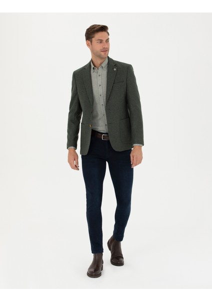 Pierre Cardin Erkek Haki Slim Fit Yün Karışımlı Ceket 50276911-VR027