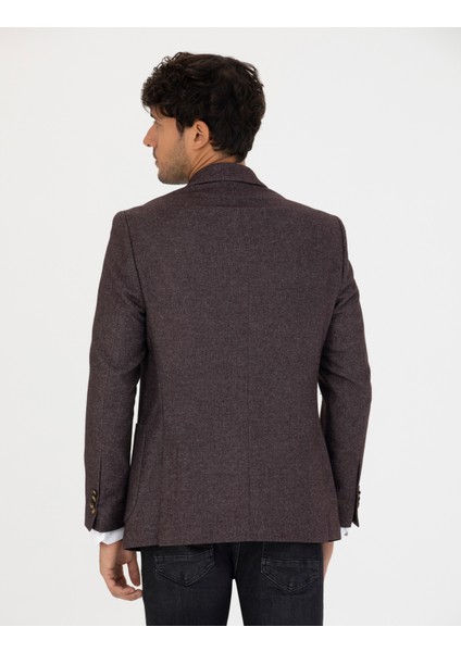 Erkek Bordo Ekstra Slim Fit Yün Karışımlı Blazer Ceket 50273158-VR014