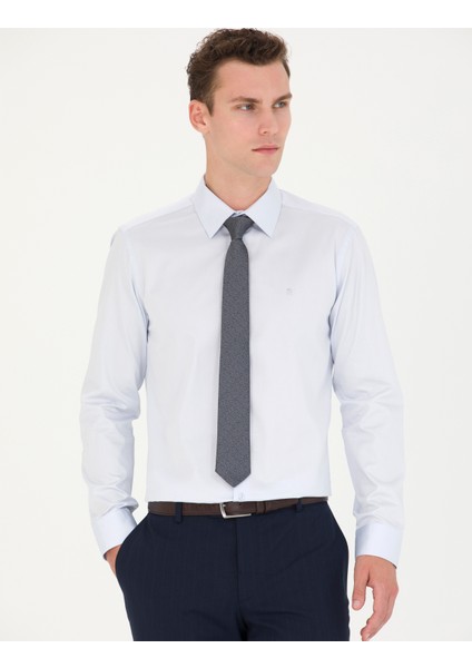 Erkek Açık Mavi Slim Fit Uzun Kollu Basic Gömlek 50277147-VR003
