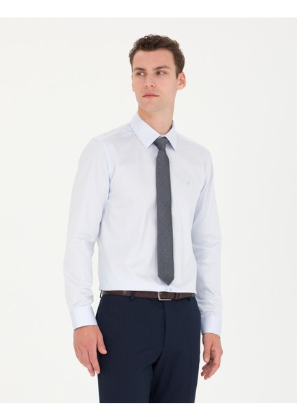 Erkek Açık Mavi Slim Fit Uzun Kollu Basic Gömlek 50277147-VR003