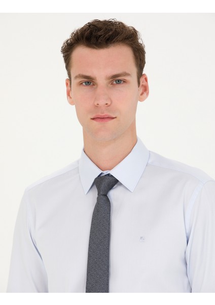 Erkek Açık Mavi Slim Fit Uzun Kollu Basic Gömlek 50277147-VR003