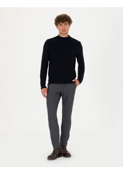 Erkek Lacivert Slim Fit Yarım Balıkçı Yaka Triko Kazak 50278111-VR033 fırsatları