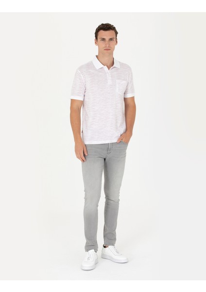 Erkek Ekru Regular Fit Polo Yaka Tişört 50273576-VR019