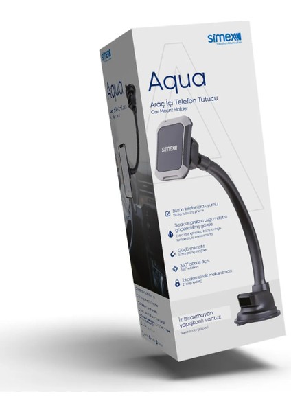 Aqua 70 Derece Isıya Dayanıklı Telefon Tutucu Vantuzlu Miknatisli ST-202 Siyah modelleri