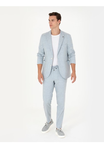 Erkek Açık Mavi Ekstra Slim Fit Keten Karışımlı Takım Elbise 50267644-VR003 modelleri