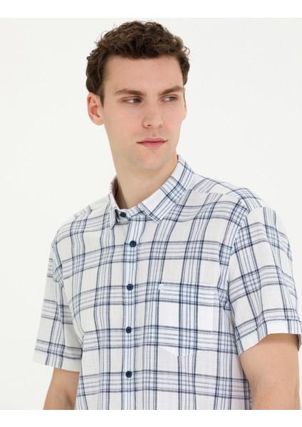 Erkek Lacivert Regular Fit Kısa Kollu Gömlek 50265120-VR033