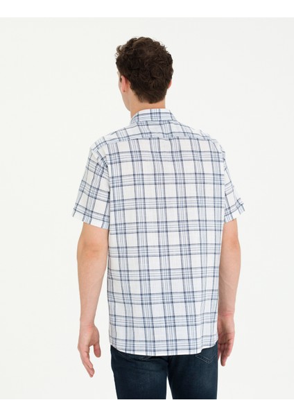 Erkek Lacivert Regular Fit Kısa Kollu Gömlek 50265120-VR033