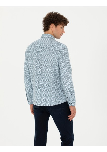Erkek Açık Lacivert Slim Fit Uzun Kollu Gömlek 50276025-VR059 indirimleri