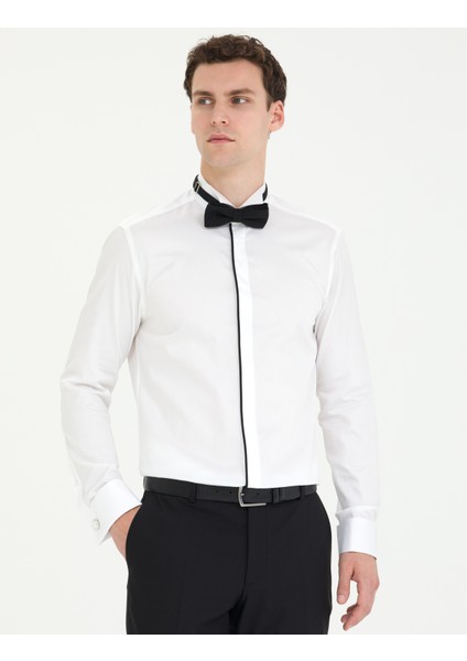 Erkek Beyaz Slim Fit Smokin Gömlek 50268195-VR013