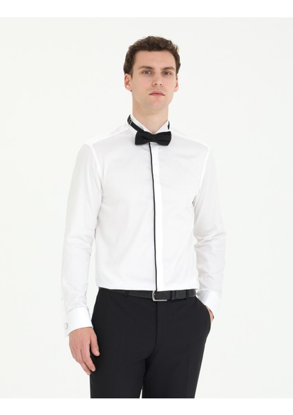 Erkek Beyaz Slim Fit Smokin Gömlek 50268195-VR013 modelleri